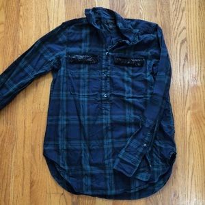 J.Crew flannel with beads on pockets